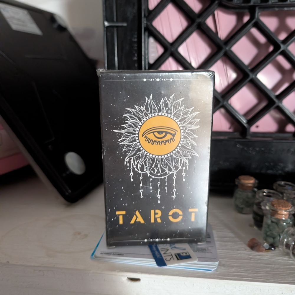 Tarot Card Deck with Gold Sun Eye Design - Black